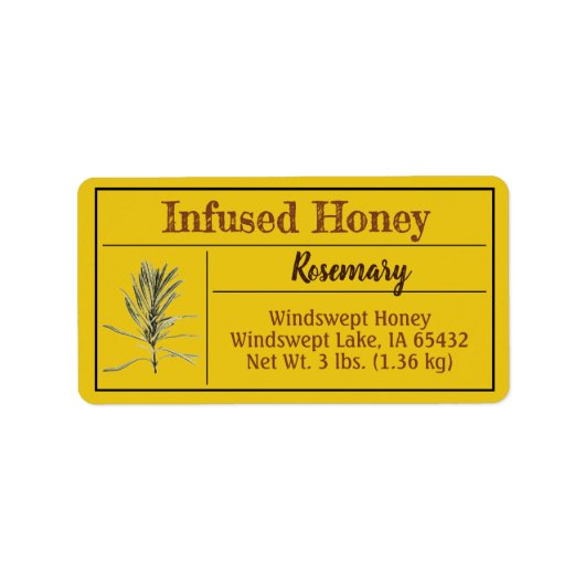 Rosemary Herb Infused Honey Jar Etiket (Voorkant)