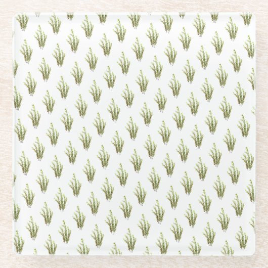 Rosemary herb keuken art greenery rustige chic glazen onderzetter (Voorkant)