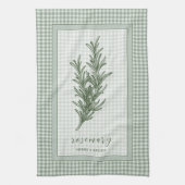 Rosemary Herb Kitchen Towel – Green Gingham Border Theedoek (Verticaal)