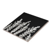 Rosemary Herb Leaves Branch Black White Tegeltje (Zijkant)