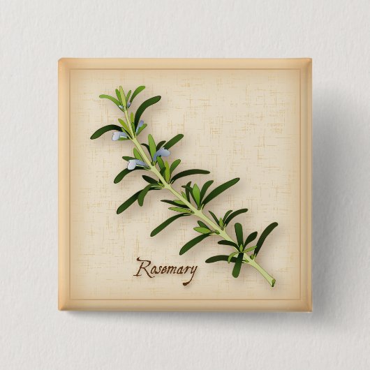 Rosemary Herb Vierkante Button 5,1 Cm (Voorkant)