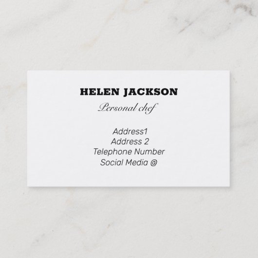 Rosemary Herbs Culinal Chef Visitekaartje (Achterkant)