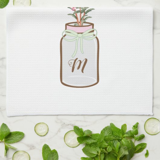 Rosemary Herbs in Jar Monogram Theedoek (Gevouwen)