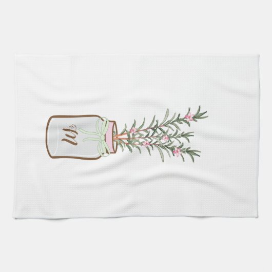 Rosemary Herbs in Jar Monogram Theedoek (Horizontaal)