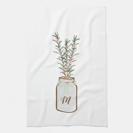 Rosemary Herbs in Jar Monogram Theedoek (Verticaal)