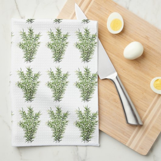 Rosemary Herbs Kitchen Culinaire Greenery Rustic Theedoek (Quarter Fold)