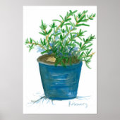 Rosemary Kitchen Herb Plant Waterverf schilderen Poster (Voorkant)