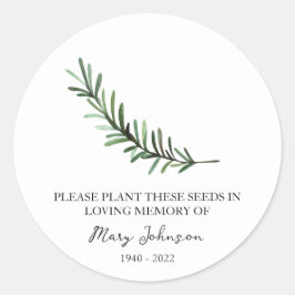 Rosemary Memorial Funeral Seed Packet Ronde Sticker