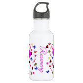 Rosemary, Name, with Bunnies, Butterflies, Birds Waterfles (Voorkant)