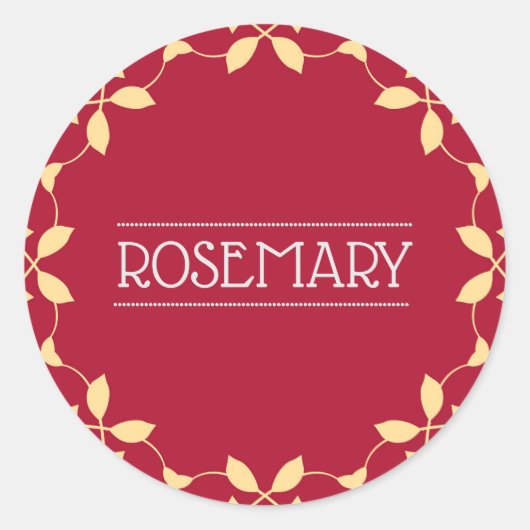 Rosemary Spice Jar Sticker Label Rood (Voorkant)