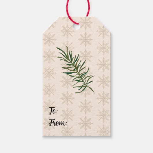Rosemary Tak Snowflake Patroon Cadeaulabel (Voorkant)