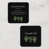 Rosemary Thyme Sage Herbs Culinaire Chef Pots Vierkante Visitekaartje (Voorkant / Achterkant)