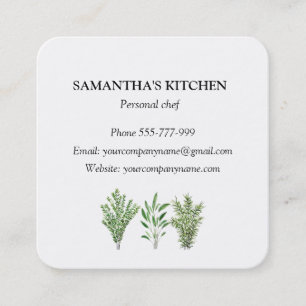 Rosemary Thyme Sage Herbs Culinaire Chef Pots Vierkante Visitekaartje