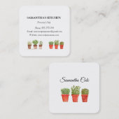 Rosemary Thyme Sage Herbs Culinaire Chef Pots Vierkante Visitekaartje (Voorkant / Achterkant)