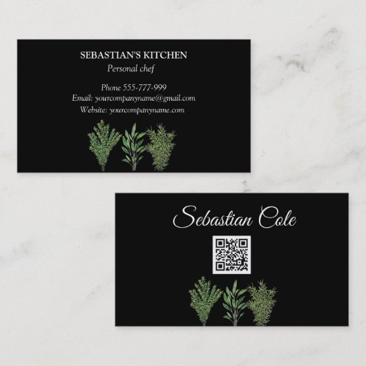 Rosemary Thyme Sage Herbs Culinaire Chef Pots Visitekaartje (Voorkant / Achterkant)