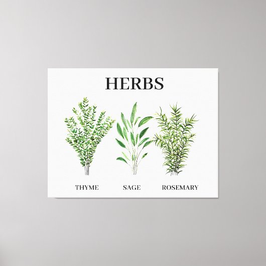 Rosemary Thyme Sage Herbs Culinaire Keukenkaak Canvas Afdruk (Voorkant)