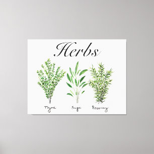 Rosemary Thyme Sage Herbs Culinaire Keukenkaak Canvas Afdruk