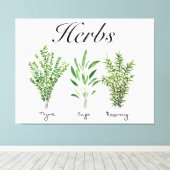 Rosemary Thyme Sage Herbs Culinaire Keukenkaak Canvas Afdruk (Insitu (Houten vloer))