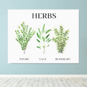 Rosemary Thyme Sage Herbs Culinaire Keukenkaak Canvas Afdruk (Insitu (Houten vloer))