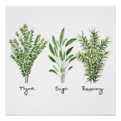 Rosemary Thyme Sage Herbs Culinaire Keukenkaak P Perfect Poster (Voorkant)