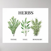 Rosemary Thyme Sage Herbs Culinaire Keukenkaak Poster (Voorkant)