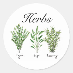 Rosemary Thyme Sage Herbs Culinaire Keukenkaak Ronde Sticker