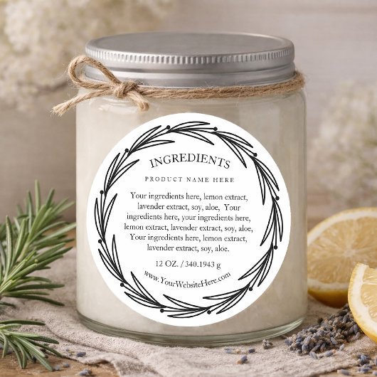Rosemary Wreath Ingredients Product Label Stickers