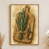 Rosemarybundel en Schaar Waterverf Poster