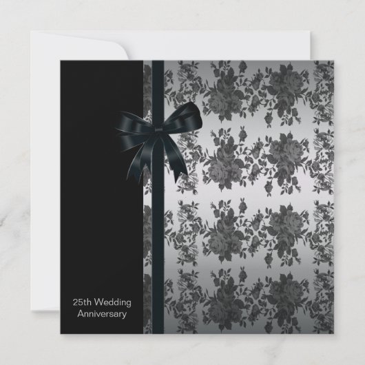 Rosen 25e huwelijksjubileumfeest kaart (Voorkant)