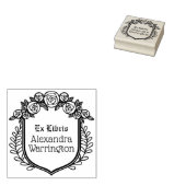 Rosen & Bladeren Crest Ex Libris Bibliotheek Boek  Rubberstempel (Gestempeld)