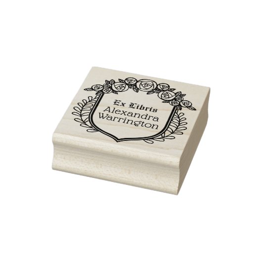 Rosen & Bladeren Crest Ex Libris Bibliotheek Boek  Rubberstempel (Stempel)