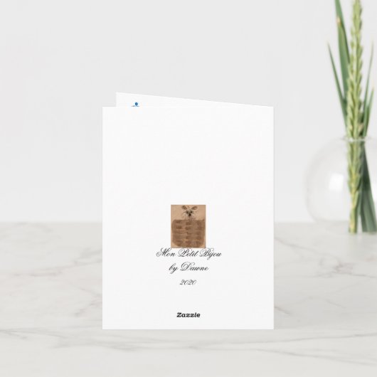 Rosen Blau Witte Gemberpot Wenskaart Kaart (Achterkant)