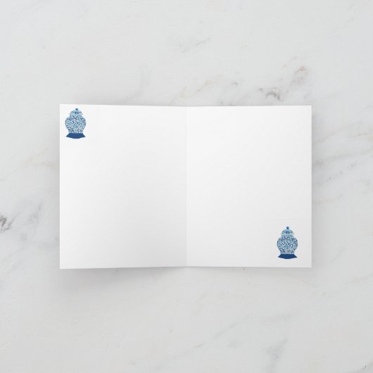 Rosen Blau Witte Gemberpot Wenskaart Kaart (Binnen)