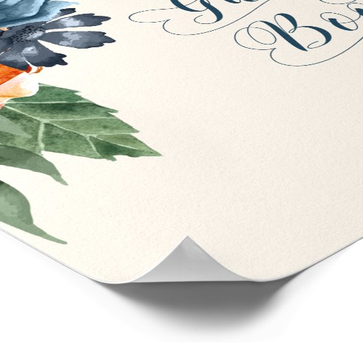 Rosen Blauw/Perzik Trouwgastenboek ID584 Poster (Hoek)