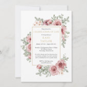 Rosen Bloem Foto Funeral Feest van het Leven Kaart (Voorkant)