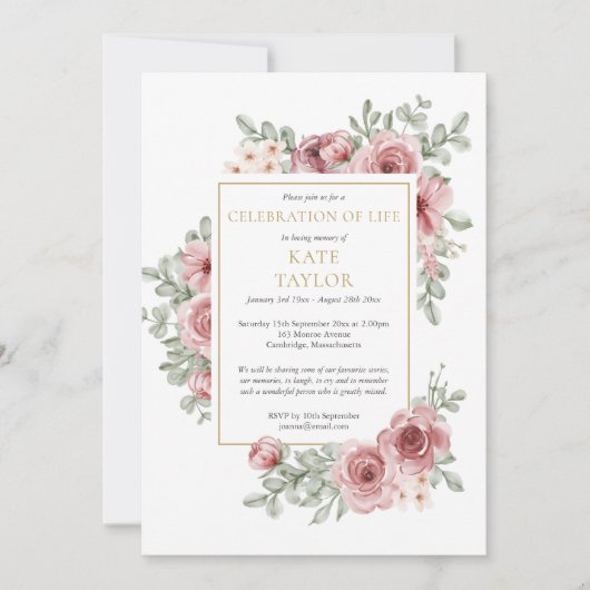 Rosen Bloem Foto Funeral Feest van het Leven Kaart (Voorkant)