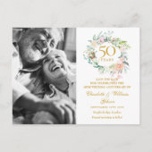 Rosen Bloemen 50e Verjaardag Save the Date Foto Aankondigingskaart (Voorkant)