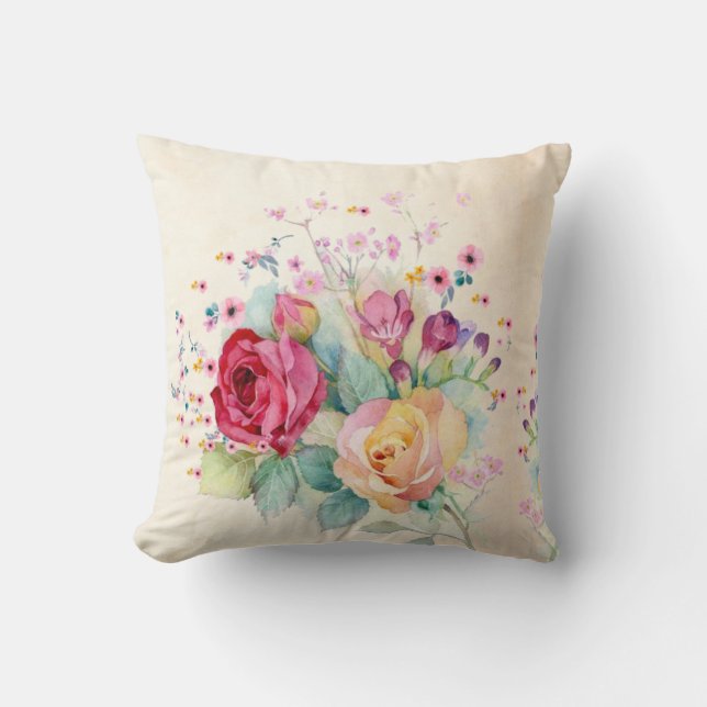 Rosen bloemen op Ecru  Kussen (Voorkant)
