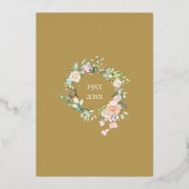 Rosen Bloemenguirlande 50ste Trouwdag Goud Folie Uitnodiging (Achterkant)