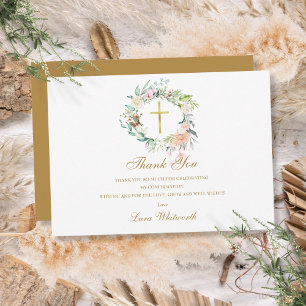 Rosen Bloemenguirlande Bevestiging Gouden Schrift Bedankkaart