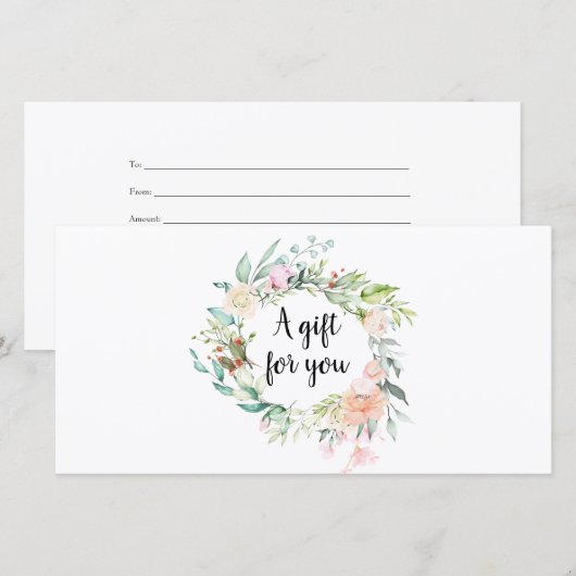 Rosen Bloemenguirlande Script Cadeaubon (Voorkant / Achterkant)