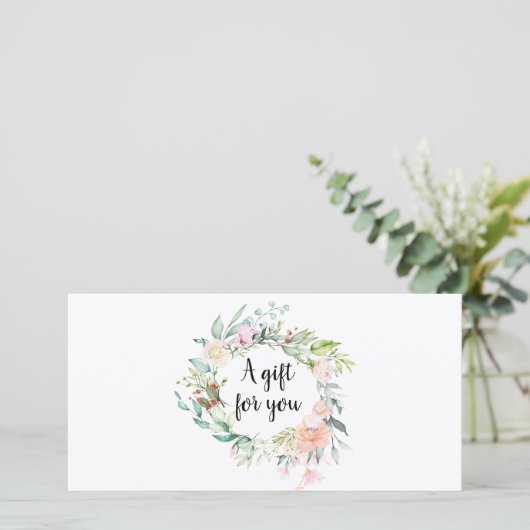 Rosen Bloemenguirlande Script Cadeaubon (Staand voorkant)