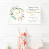 Rosen Bloemenkrans 50ste Verjaardag Welkom Spandoek (Insitu)