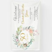 Rosen Bloemenkrans 50ste Verjaardag Welkom Spandoek (Verticaal)