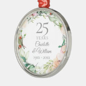 Rosen Bloemenslingers 25e Huwelijksjubileum  Metalen Ornament (Links)