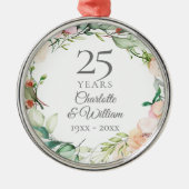 Rosen Bloemenslingers 25e Huwelijksjubileum  Metalen Ornament (Voorkant)