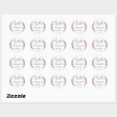 Rosen Bloemhart Script Bedankt Trouw Favor Ronde Sticker (Vel)
