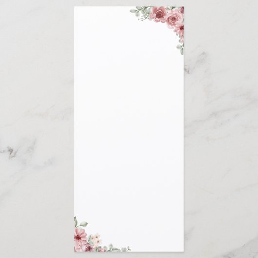 Rosen Bloemhart Script Bruiloft Diner Menu (Achterkant)