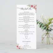 Rosen Bloemhart Script Bruiloft Diner Menu (Staand voorkant)