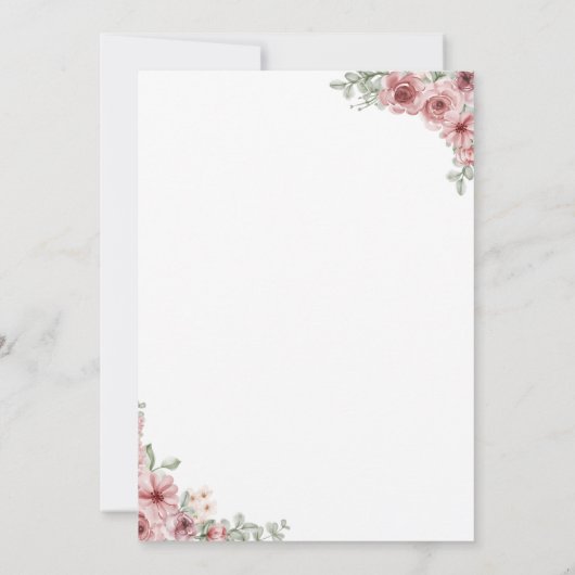 Rosen Bloemhart Script Probediner Kaart (Achterkant)